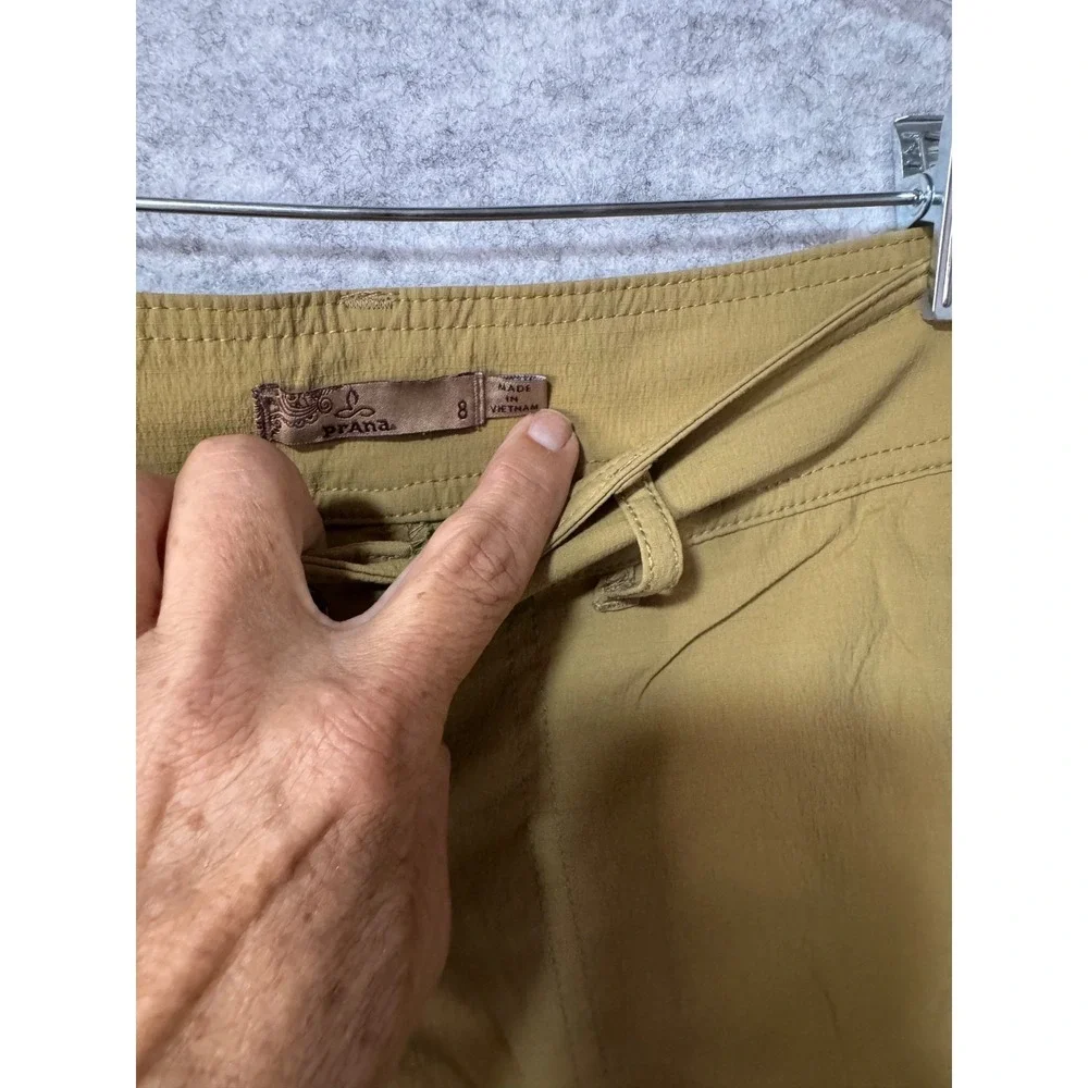 Prana Women's Khaki Shorts Tan Casual flat Front Size 34 Waist Hiking Summer